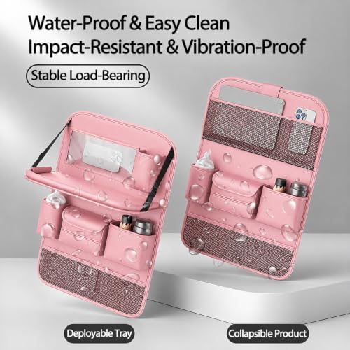 Car Seat Organizers,Multi-functional Back Seat Protectors, Storage Pouches, and Tray Holders (for Cars, Kids, Seat Back and Rear Seats)（Pink 1 Pcs） - Image 6