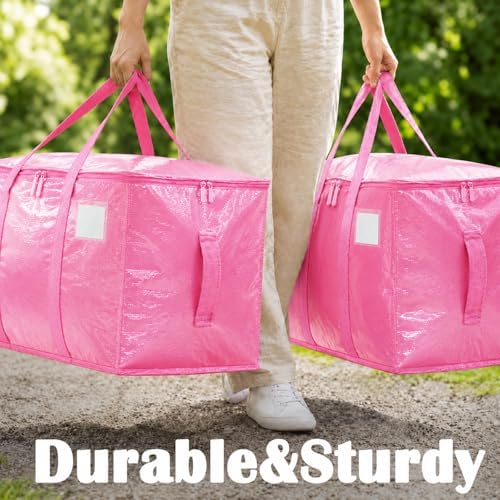 Songrey Extra Large Heavy Duty Moving Bags, 4 Pack, Pink - Image 6