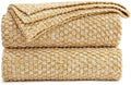 Longhui bedding 100% Cotton Knitted Throw Blanket – Mustard Yellow, Soft & Cozy, Machine Washable, 60"x80" – Perfect for Living Room, Couch, Sofa, Bed or Travel by LongHuiBedding