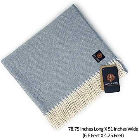 Alpaca Home | Hamptons Hand Loomed 4-Season Throw Blanket Baby Alpaca Wool | 6.6 Feet Long X 4.25 Feet Wide | Hypoallergenic & Luxuriously Soft (Montauk) - Image 2