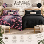 CCoutueChen Cherry Blossom Comforter Set Queen, Black Floral Bedding - Image 4