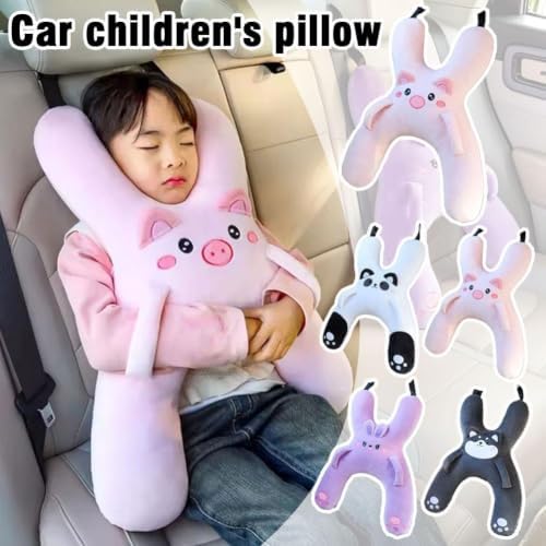 Car Pillow for Kids, H-Shaped Neck and Back Comfort, Cozy Neck Head Support Sleeping Headrest for Travel, Hands & Seat Belt Slot, Washable and Compressible, Perfect for Car,Plane,Train,Boat & More - Image 5