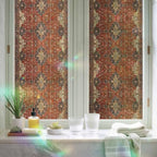Brown Red Window Privacy Film Rainbow Static Cling Stain Glass Window Film for Glass Door, Decorative Heat Blocking Sunroof Decal Sticker for Car 35.4"x78.7" Vintage Boho Ethnic Geometric Abstract Art - Image 6