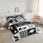 Castle Fairy Hunting Adventure Comforter Set Queen Size,Deer Antler Bear Pine Patchwork Bedding Set for Women Adult,Arrow Lodge Boho Aztec Camper Grid Luxury Bed Duvet Insert, 2 Pillowcases - Image 3