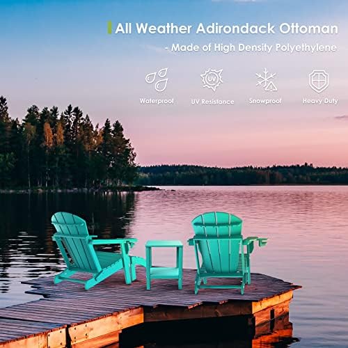 GREENVINES Adirondack Ottoman, HDPE Plastic, Aqua - Image 5