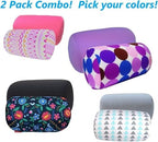 Bookishbunny 2pcs Micro Bead Microbead Roll Pillow Cushion for Bed Back Neck Head Body Support, 13" x 7", Various Designs (Black+BlueDot) - Image 4