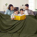 PHF Lightweight 100% Cotton Waffle Blanket, Oversized King, Capulet Olive by PHF