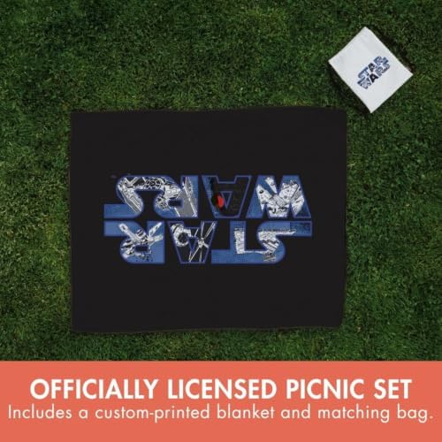 Picnic TIME Star Wars Impresa Picnic Blanket, Lightweight Fleece Beach and Outdoor Blanket with Drawstring Backpack and Easy Fold Design, (Black and White) - Image 5