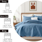 Imperial Rooms California King Quilt Bedspread Washed Blue Leaf 8-Pack - Image 5