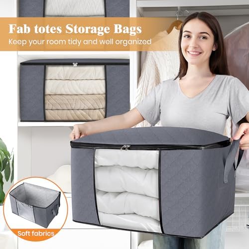 Fab totes 8 Pack Storage Bags for Clothes Blanket Storage Bins with Lids - Image 5
