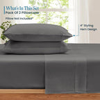 100% Pima Cotton Pillowcases – 800 Series, Ultra Soft & Cooling, Custom Size, Set of 2 – Dark Grey, Hotel Luxury Quality, Envelope Closure, Skin & Hair Friendly - Image 2