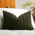 DEZENE Wool Boucle Lumbar Pillow Cover Premium Chic Accents Rectangular Textured Decorative Throw Pillow Case for Living Room Couch Sofa Home Decor 12"x20" Olive Green by DEZENE