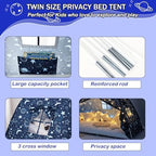 Akiky Bed Tent Bed Canopy Twin Size with Bottom,Kids Tent Indoor Floor with Lights Portable Foldable Bunk Curtains for Girls Boys (Galaxy, Twin) - Image 5