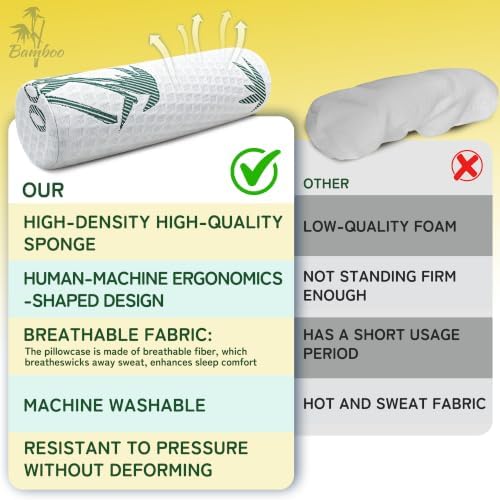 Asatdd Neck Roll Pillow, 2 Pack Foam Cervical Roll Pillow with Breathable Cover for Office Chair, Recliner Rest, and Home and Travel Use, 6" x 17" - Image 6