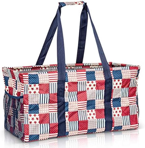 Extra Large Utility Tote Bag - Oversized Collapsible Beach Bag - Patriotic by Lucazzi