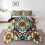 Erosebridal Mexican Talavera Tile King Bedding Set,Colorful Tile Mexico Comforter Set for Kids Adults,Boho Style Flower Duvet Insert,Vintage Patchwork Tiles Bedroom Decor with 2 Pillowcases - Image 2