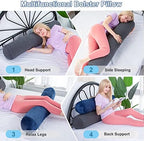 1 MIDDLE ONE Body Pillow, Bolster Pillow with Cooling Cover, Long Round Roll Cylinder Pillow for Bed, 35" x 7.87", Blue - Image 5