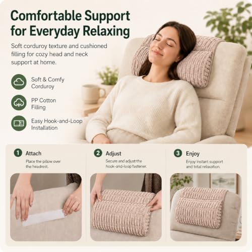 Neck Pillow for Recliner Chair, Helps Ease Neck Pain & Work Fatigue(Khaki) - Image 4