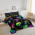 Erosebridal Trippy Mushroom Bedding Set King Purple Teal Mushrooms Comforter for Kids Girls Teens Women Ombre Gradient Stars Galaxy Down Comforter Colorful Botanical Wild Plants Bedding Comforter Set - Image 2
