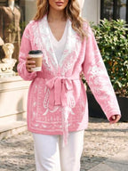 Saodimallsu Womens Fall Tassel Shawl Collar Cardigan Paisley Wrap Sweaters - Image 4