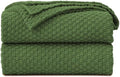 Longhui bedding 100% Cotton Knitted Throw Blanket – Olive Green, Soft & Cozy, Machine Washable, 60"x80" – Perfect for Living Room, Couch, Sofa, Bed or Travel by LongHuiBedding