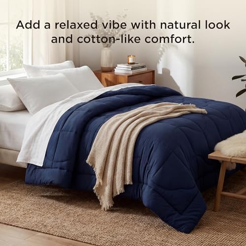 Bedsure Comforter King Size - King Comforter for All Season, Ultra-Soft Quilted Down Alternative Comforters Prewashed Duvet Insert, Blanket for Bed with 4 Tabs, Machine Washabl, Navy, 90x102 in - Image 6