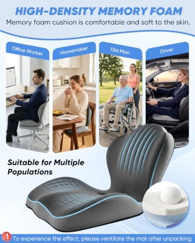 Saker Ergonomic Memory Foam Seat Cushion for Office Chairs,Car Seat Cushion - Image 6