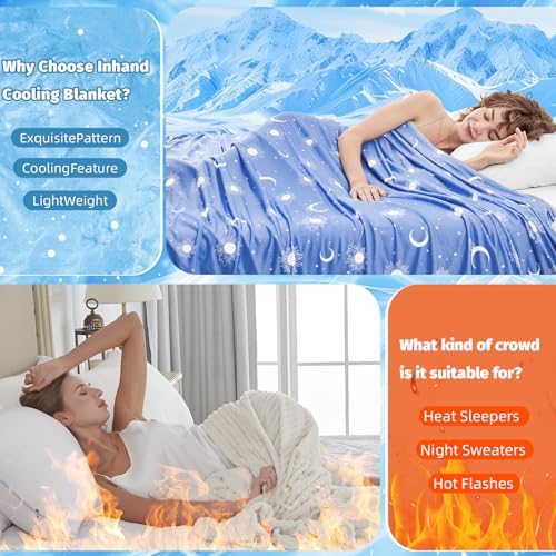 inhand Cooling Blanket - Cooling Blankets for Hot Sleepers -Decorative Lightweight Breathable Summer Cold Blankets for Sleeping Night Sweats to Keep Cool-(90"x108") Midnight Blue - Image 4