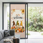 Window Privacy Film Frosted, Thanksgiving Gnomes Non-Adhesive Static Cling Window Tint, Fall Orange White Pumpkin Maple Leaf Insulated Windows Frosted Films for Living Room, 35.4 x 78.7 Inches - Image 2