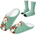 Jeiento Winter Fuzzy Slipper and Crew Socks for Women,Adult Slip-on Close Toe House Slipper,Flat Comfort home Slides by Jeiento