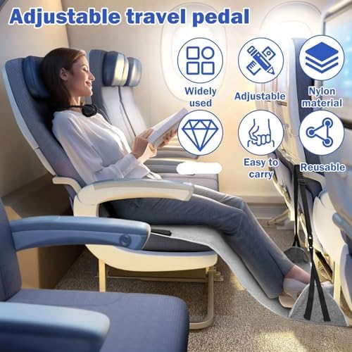 Portable Airplane Foot Rest Hammock Speed Train Bus Car Adjustable Footrest Hanger Travel Sleep Office for Airplane, Office, Under Desk, Car - Image 3