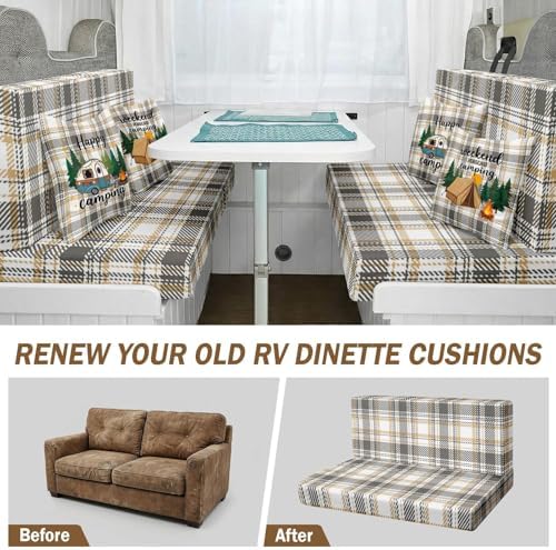 Britimes RV Dinette Cushion Covers Set, 6 Pack, for Campe, Plaid Camping - Image 3