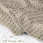 Utopia Bedding 100% Cotton Waffle Blanket Big Size Khaki, 120x120 Inch - Image 4
