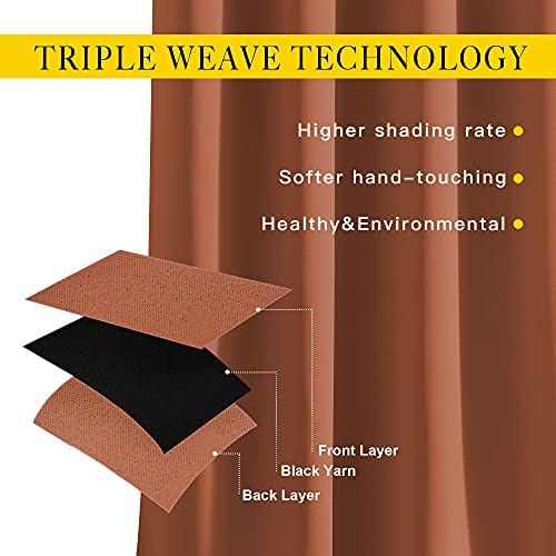 NICETOWN Blackout Curtain for French Door - Indoor Slider Curtain for Patio Door, Extra Wide Drape for Living Room/Bedroom (Burnt Orange, W100 x L84, 1 PC) - Image 3