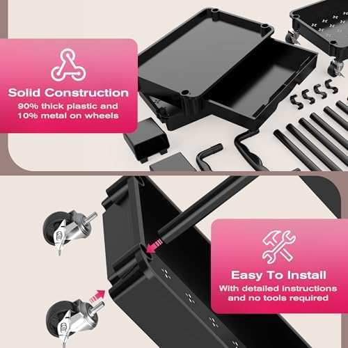 Goovilla Rolling Makeup Organizer Cart with Removable Drawer, 4 Tier Black - Image 4