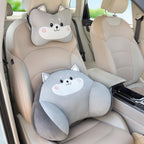 Car Neck Pillow and Lumbar Support Set, Cute Animal Soft Plush Ergonomic Back Cushion for Driving, Travel Seat Headrest Pillow(Set of 2) (Dog) by Unknown