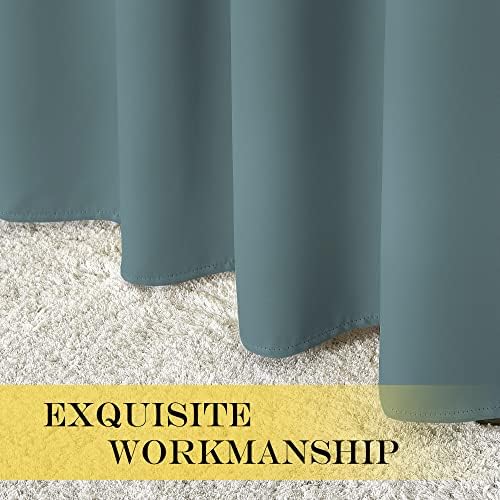 NICETOWN Blackout Curtains 66 inches Long, Grommet Window Treatment Thermal Insulated Solid Blackout Curtains/Panels/Drapes for Bedroom, Greyish Blue, Set of 2, W66 x L66 - Image 6