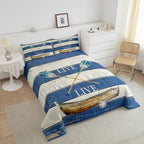 Erosebridal Lake House Decor Bedding Set For The Home King Size Rustic Farmhouse Cabin Lodge Comforter Gift Lover,Lake Paddle Boat Quilt Duvet Love Life Camper 2 Pillow Cases, Multi 56 - Image 4