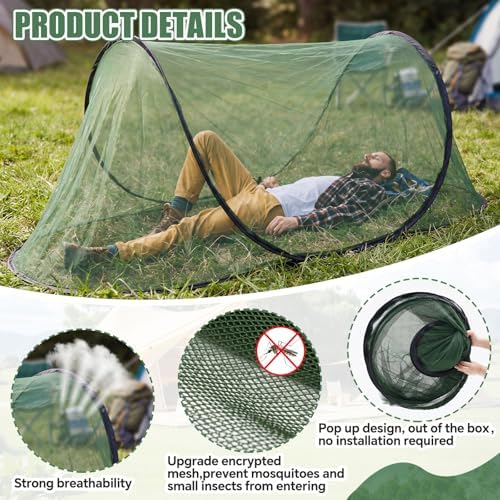 1 Pcs Mosquito Netting for Camping Bed 78 * 31 * 22 Inch, Green - Image 3
