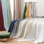 PHF Lightweight 100% Cotton Waffle Blanket for Bed, King, Light Grey - Image 2