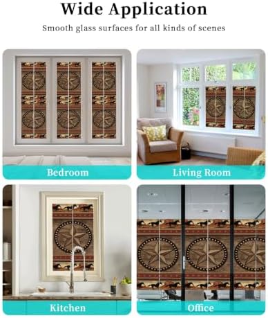 Window Privacy Film Frosted, Texas Star Rustic Reusable Static Cling Window Tints, Farmhouse Western Horse Wood Grain Heat Control Windows Films for Offices, Balcony, 29.5 x 118 Inches - Image 7