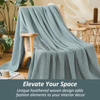 EMME Muslin Cotton Blanket Adults Heather Teal Twin XL 66"x90" - Image 4