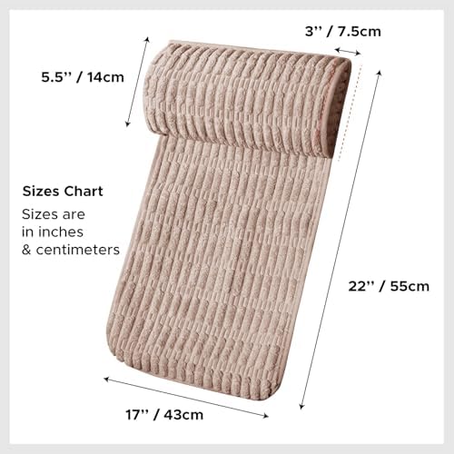 WdFour Headrest, Neckroll Pillow, Support Cushions for Neck, Back or Foot for Sofas, Recliners, Office Chairs, Massage Chairs, Neck Pain Relief and Cervical Support. (Khaki, 17" Wx2.7 D) - Image 2
