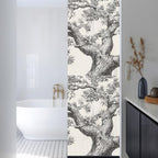 Window Privacy Film Frosted, Vintage Botanical Reusable Static Cling Window Tints, Antique Foliage Tree Rustic Heat Control Windows Films for Offices, Balcony, 29.5 x 118 Inches - Image 3
