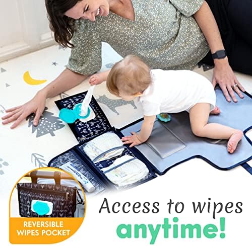 Kopi Baby Portable Diaper Changing Pad, Wipes Pocket, Premium Black Arrows - Image 4