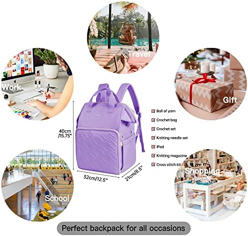 Leudes Crochet Bag Backpack for Yarn Storage Tote Travel Large Knitting Bag - Image 5
