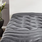 SLEEP ZONE Cooling Twin Mattress Topper for Single Bed, Premium Zoned Cool Mattress Pad Cover, Padded Mattress Protector Breathable Washable, Deep Pocket 8-21" (Grey, Twin, 39 x 75) by SLEEPZONELIFE