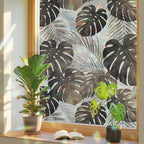 Palm Leaves Window Privacy Film Rainbow Static Cling Stain Glass Window Film for Glass Door, Decorative Heat Blocking Sunroof Decal Sticker for Car 35.4"x78.7" Farmhouse Botanical Tropical Plants Leaf - Image 3