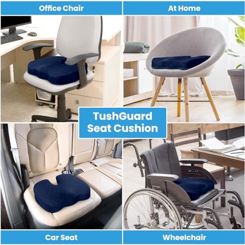 TushGuard Seat Cushion, Memory Foam Office Chair Cushion - Blue, Large - Image 5