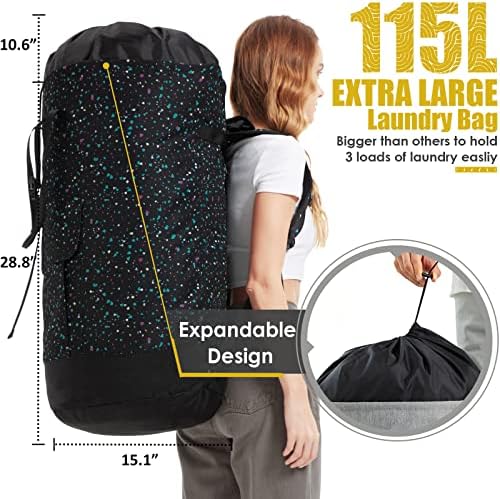 College Laundry Bag, 115L Extra Large Laundry Backpack with Shoulder Straps, Heavy Duty Backpack Laundry Bag, Large Laundromat Bag, Dorm Laundry Bags for Travel, Laundromat, Apartment, Beach, Camping - Image 3